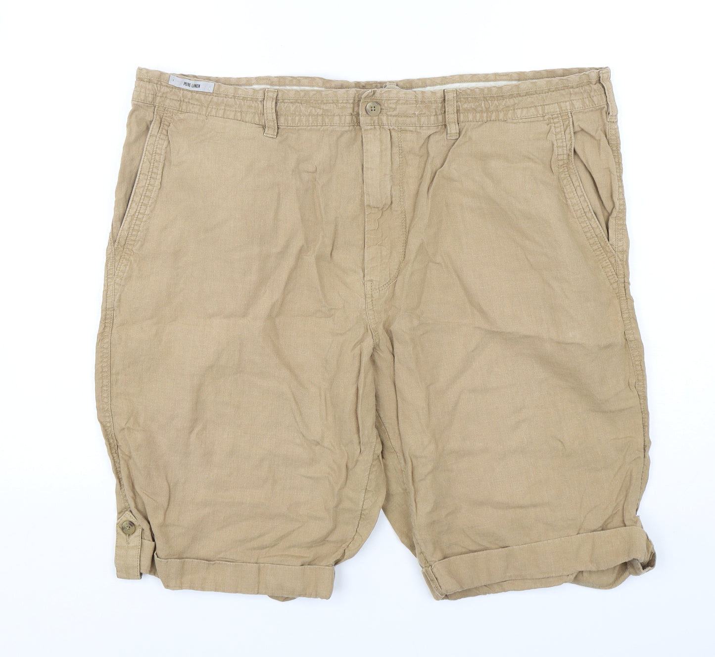 Marks and Spencer Mens Beige  Linen Chino Shorts Size 44 L12 in Regular