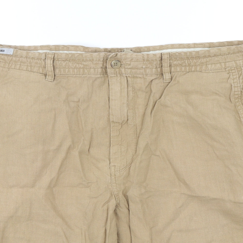 Marks and Spencer Mens Beige  Linen Chino Shorts Size 44 L12 in Regular
