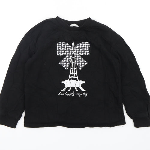 Shein  Girls Black  Cotton Pullover Sweatshirt Size 9 Years  Pullover