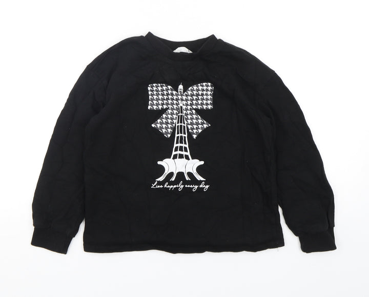Shein  Girls Black  Cotton Pullover Sweatshirt Size 9 Years  Pullover