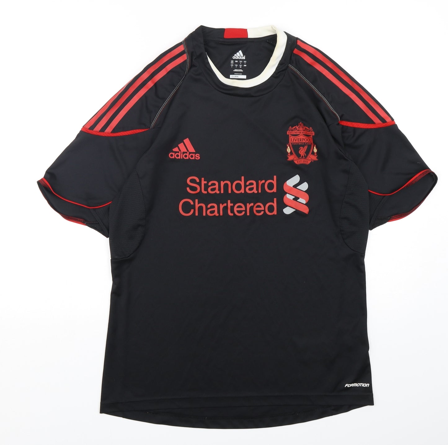 adidas Mens Black  Polyester Basic T-Shirt Size XL Round Neck Pullover - Liverpool FC