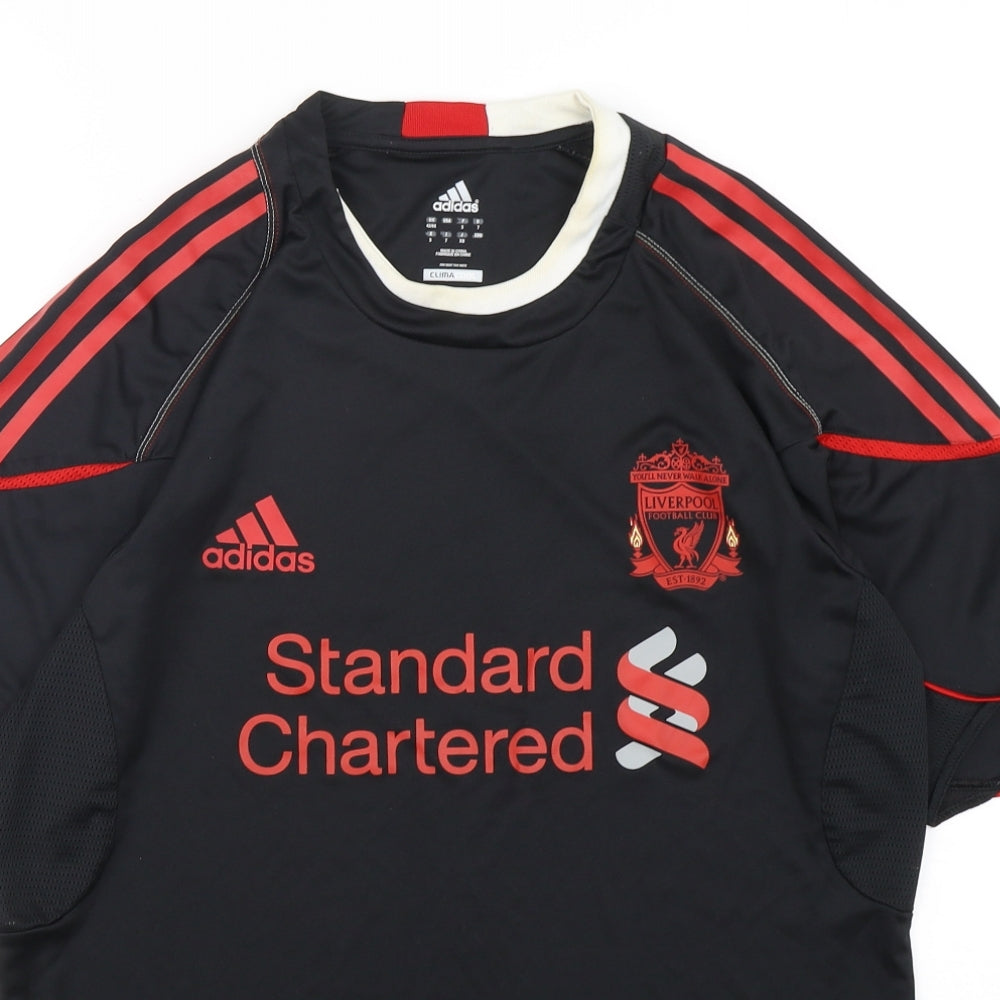 adidas Mens Black  Polyester Basic T-Shirt Size XL Round Neck Pullover - Liverpool FC