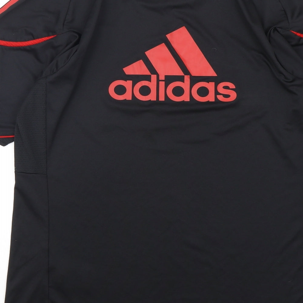 adidas Mens Black  Polyester Basic T-Shirt Size XL Round Neck Pullover - Liverpool FC