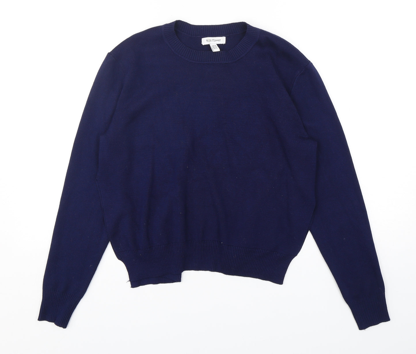 Wild Flower  Womens Blue Round Neck  Viscose Pullover Jumper Size M