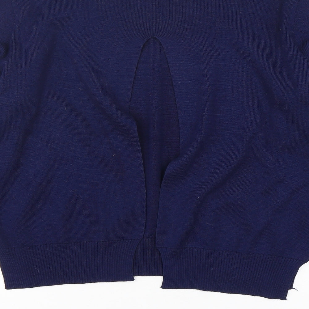Wild Flower  Womens Blue Round Neck  Viscose Pullover Jumper Size M