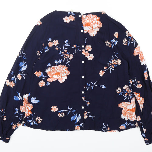H&M Womens Multicoloured Floral Viscose Basic Blouse Size 6 Round Neck