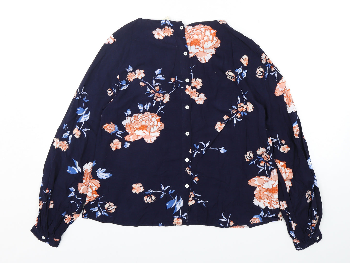 H&M Womens Multicoloured Floral Viscose Basic Blouse Size 6 Round Neck