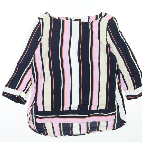 NEXT Womens Multicoloured Striped Viscose Basic Blouse Size 12 Round Neck