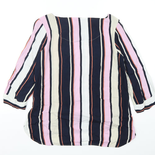 NEXT Womens Multicoloured Striped Viscose Basic Blouse Size 12 Round Neck