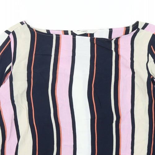 NEXT Womens Multicoloured Striped Viscose Basic Blouse Size 12 Round Neck