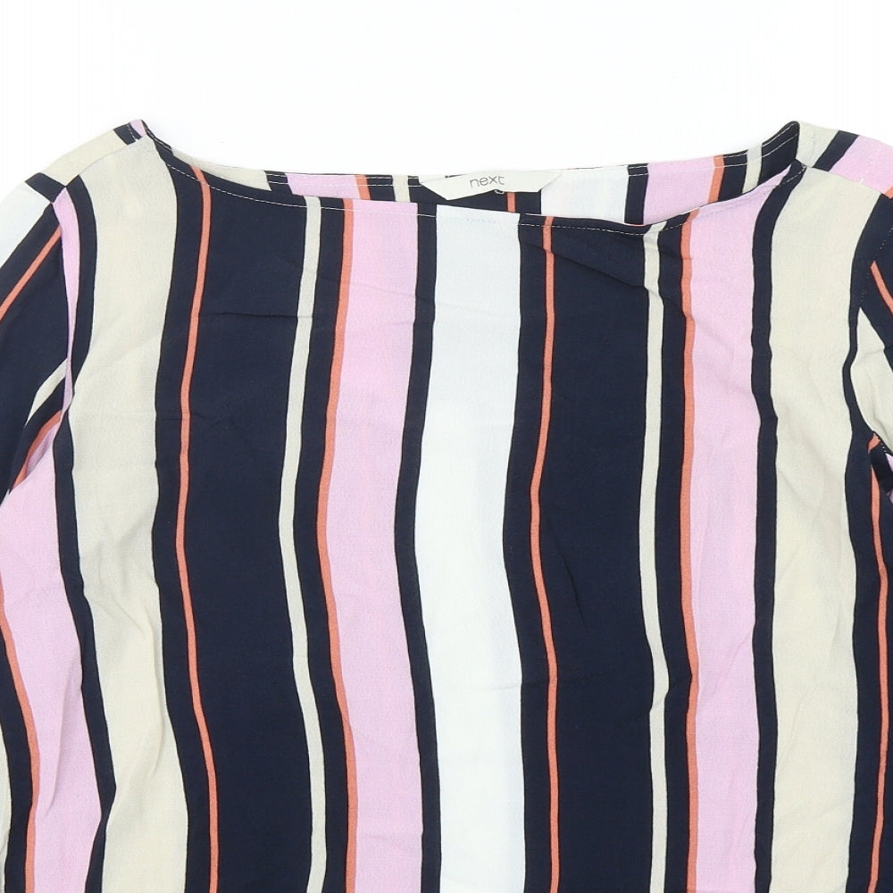 NEXT Womens Multicoloured Striped Viscose Basic Blouse Size 12 Round Neck