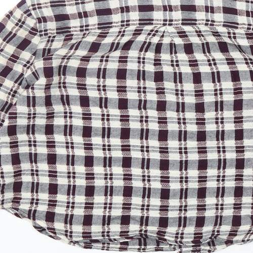 FOREVER 21 Womens Multicoloured Plaid Cotton Cropped Button-Up Size S Collared