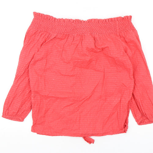Primark Womens Pink  Cotton Basic Blouse Size 6 Boat Neck