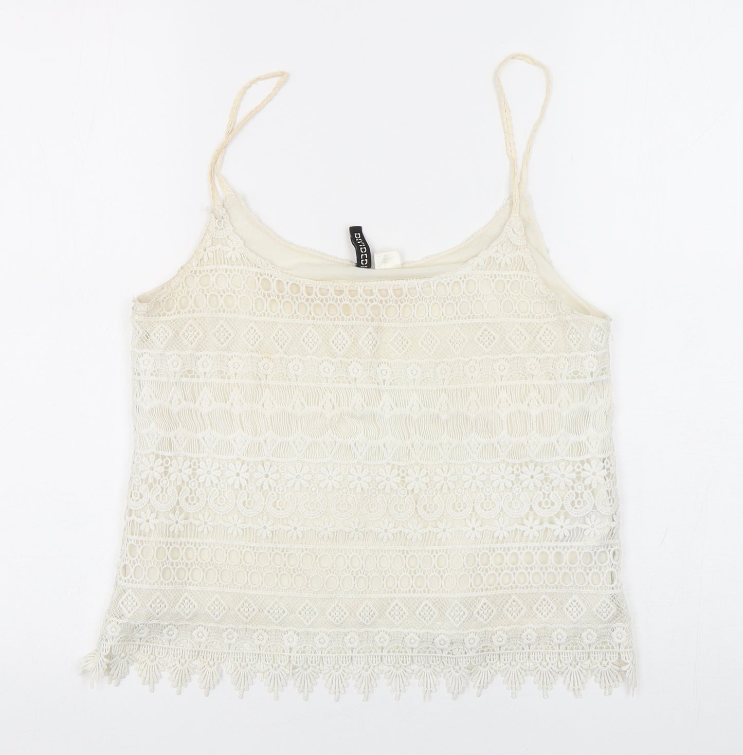 H&M Womens White Floral Polyester Camisole Tank Size S Round Neck