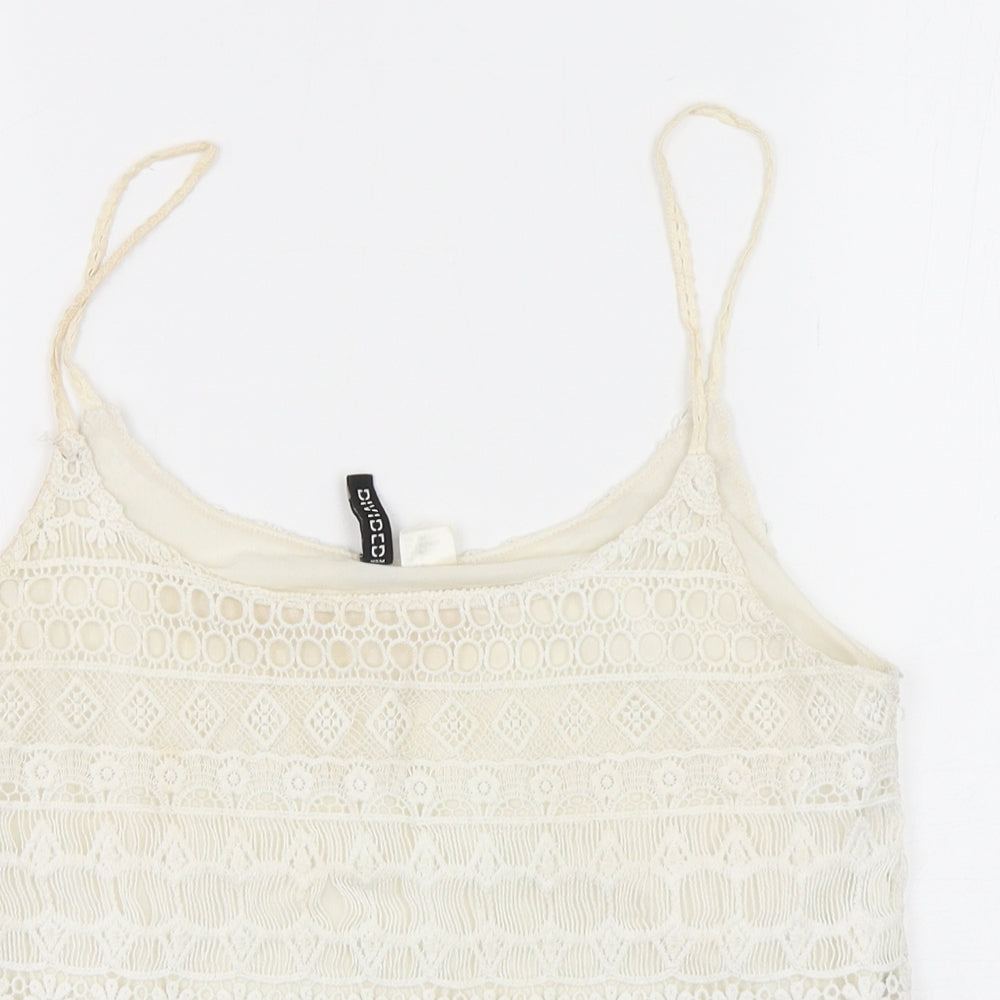 H&M Womens White Floral Polyester Camisole Tank Size S Round Neck