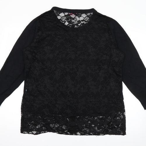 Michele Hope Womens Black Round Neck  Acrylic Cardigan Jumper Size 18