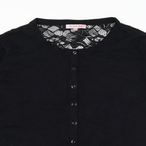 Michele Hope Womens Black Round Neck  Acrylic Cardigan Jumper Size 18