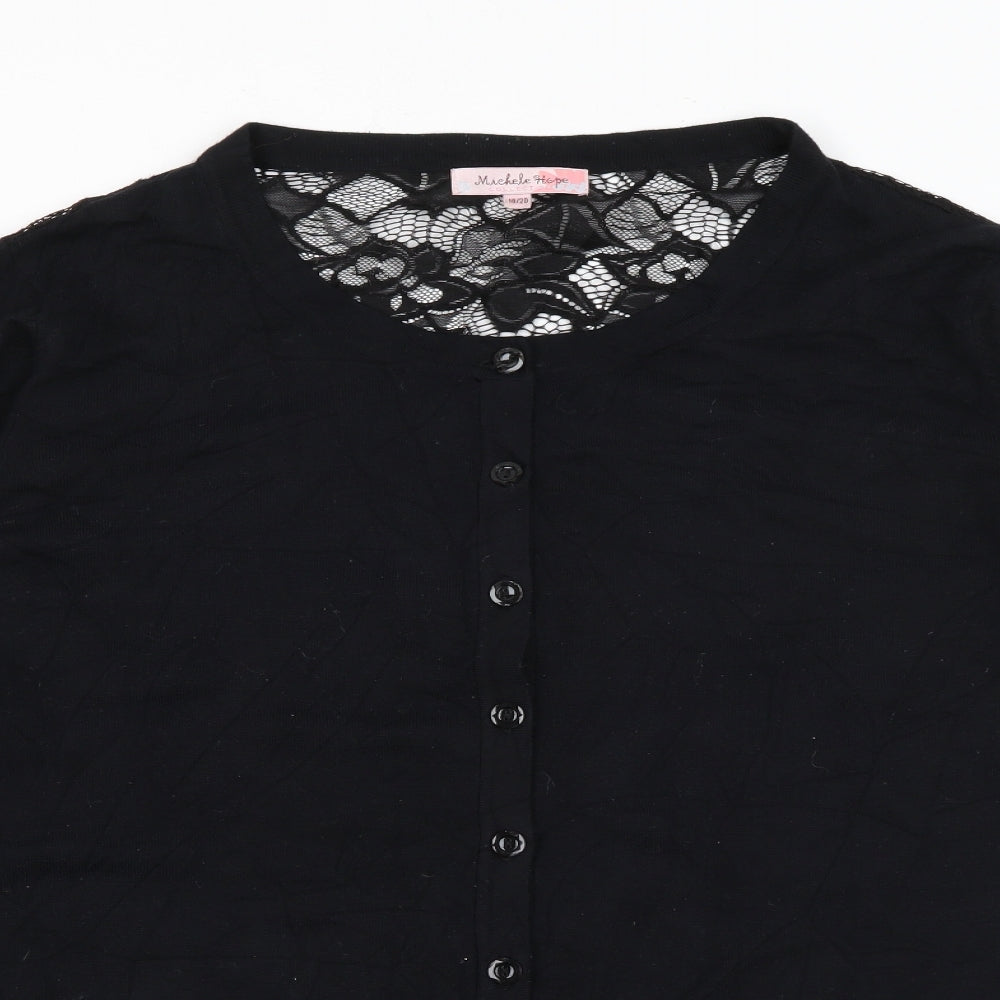 Michele Hope Womens Black Round Neck  Acrylic Cardigan Jumper Size 18