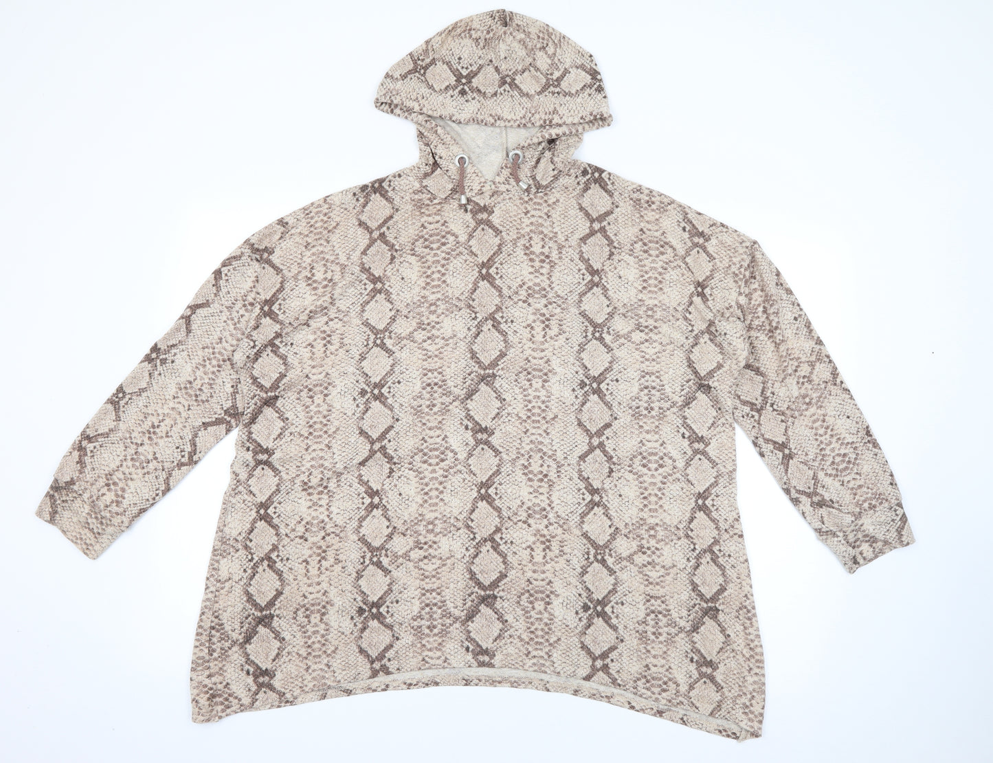 George Womens Beige Animal Print Viscose Pullover Hoodie Size L