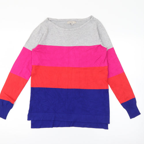 Nutmeg Womens Multicoloured Scoop Neck Striped Viscose Pullover Jumper Size 8