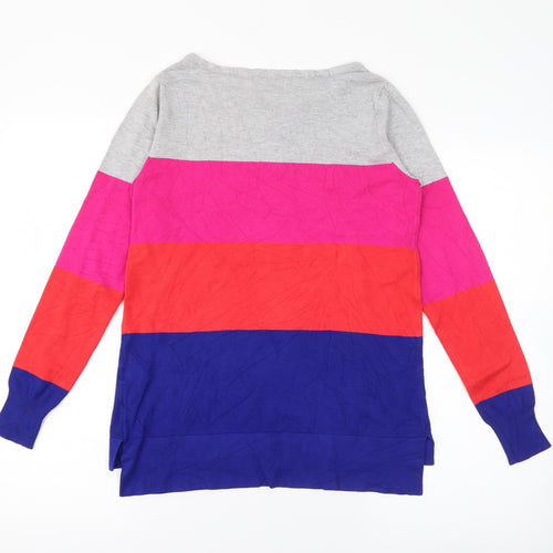 Nutmeg Womens Multicoloured Scoop Neck Striped Viscose Pullover Jumper Size 8