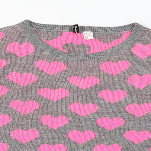 H&M Womens Grey Scoop Neck  Acrylic Pullover Jumper Size M