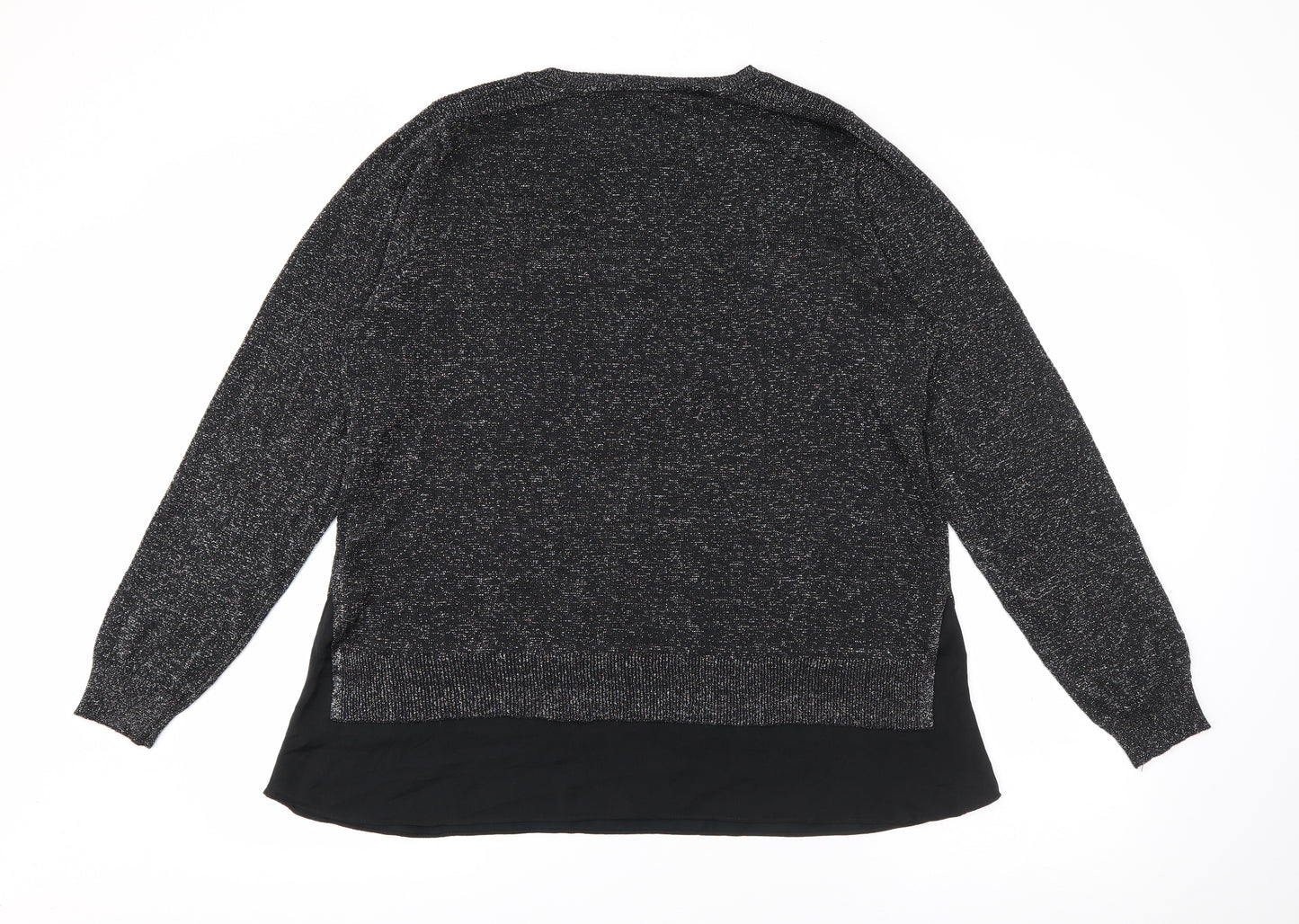 NEXT Womens Black Crew Neck  Viscose Pullover Jumper Size 14   - Sparkle