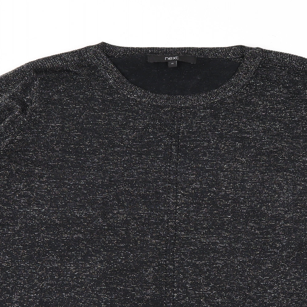NEXT Womens Black Crew Neck  Viscose Pullover Jumper Size 14   - Sparkle