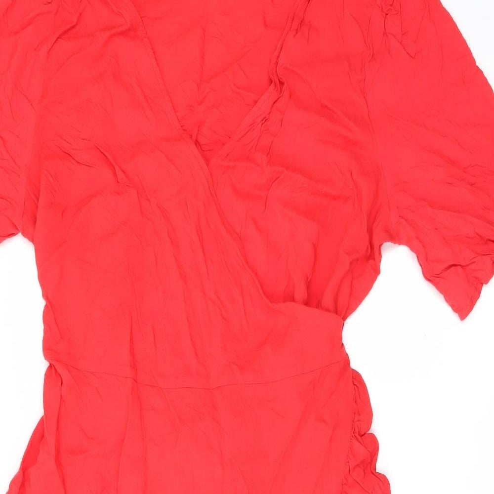 NEXT Womens Red  Viscose Wrap Dress  Size 18  V-Neck Tie