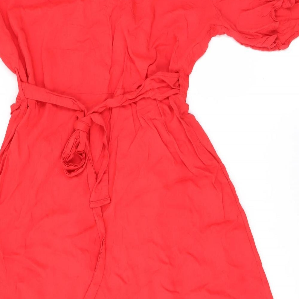 NEXT Womens Red  Viscose Wrap Dress  Size 18  V-Neck Tie