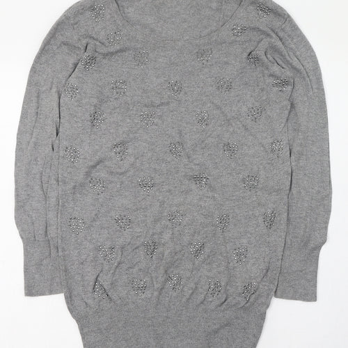 Klass Womens Grey Scoop Neck  Viscose Pullover Jumper Size 8