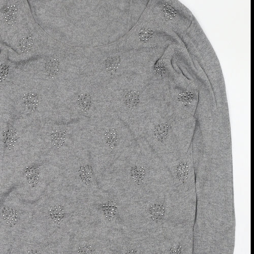 Klass Womens Grey Scoop Neck  Viscose Pullover Jumper Size 8
