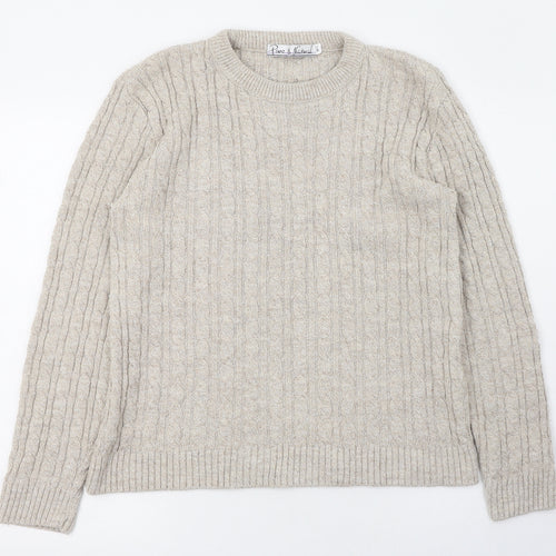 Pure & Natural Womens Brown Round Neck  Acrylic Pullover Jumper Size 12
