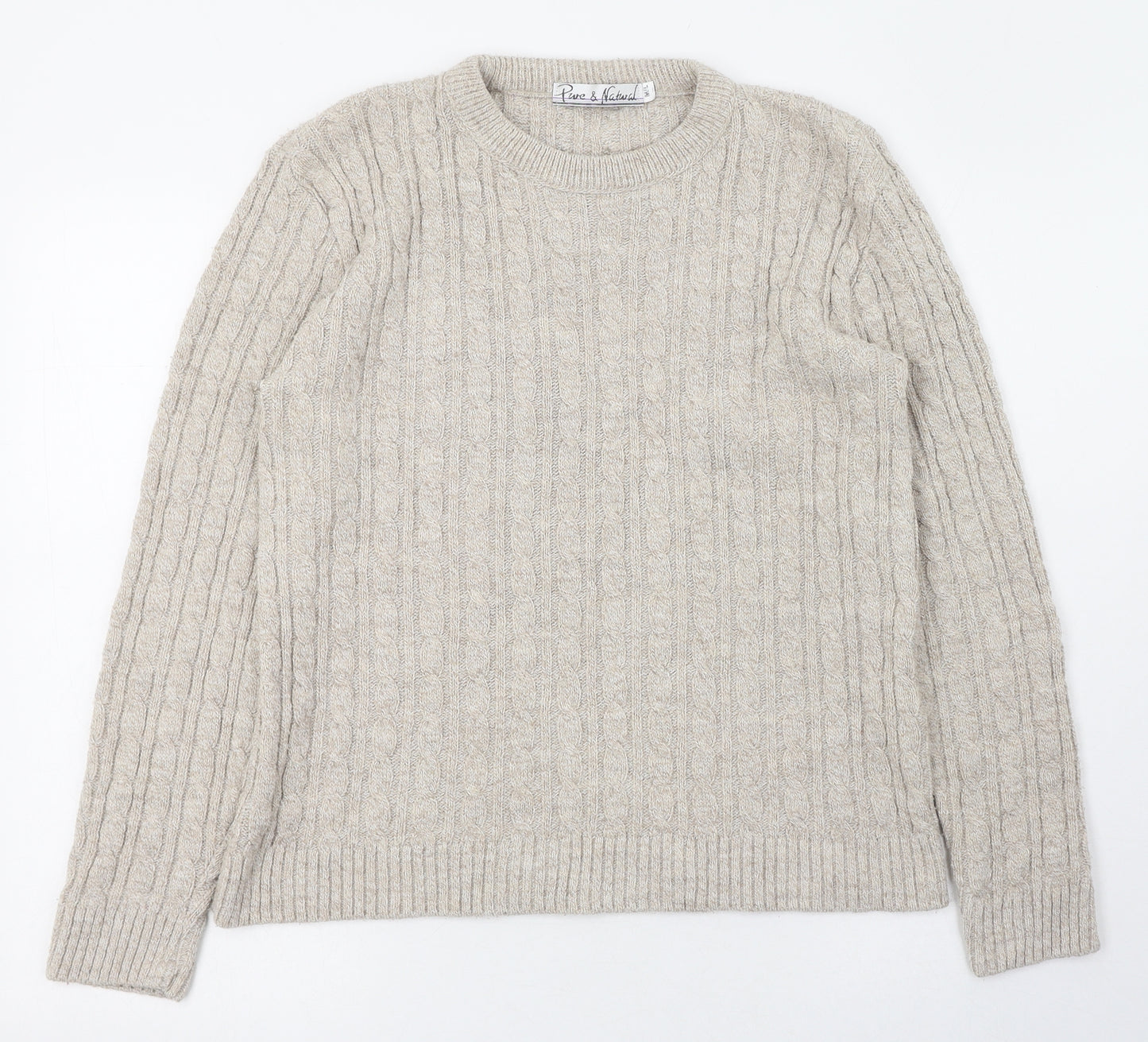 Pure & Natural Womens Brown Round Neck  Acrylic Pullover Jumper Size 12