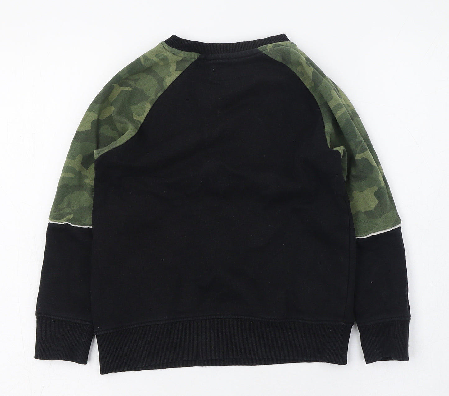 NEXT Boys Black Round Neck Camouflage 100% Cotton Pullover Jumper Size 4-5 Years  Pullover - Dinosaur logo