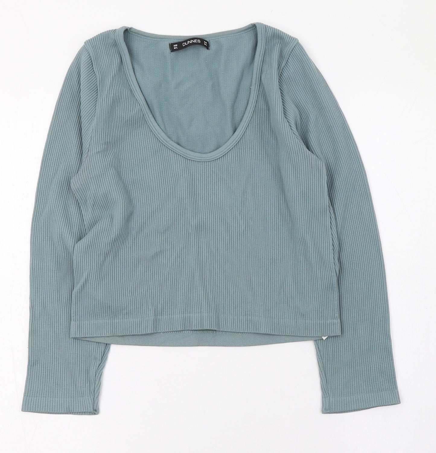 Dunnes Stores Womens Blue  Nylon Basic T-Shirt Size 12 Scoop Neck - 12-14