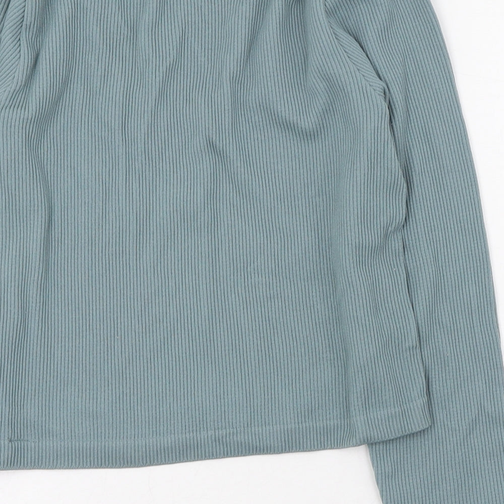Dunnes Stores Womens Blue  Nylon Basic T-Shirt Size 12 Scoop Neck - 12-14