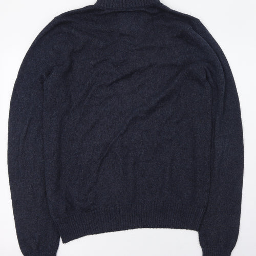 Abercrombie & Fitch Mens Blue High Neck  Cotton Pullover Jumper Size M   - Half Button up