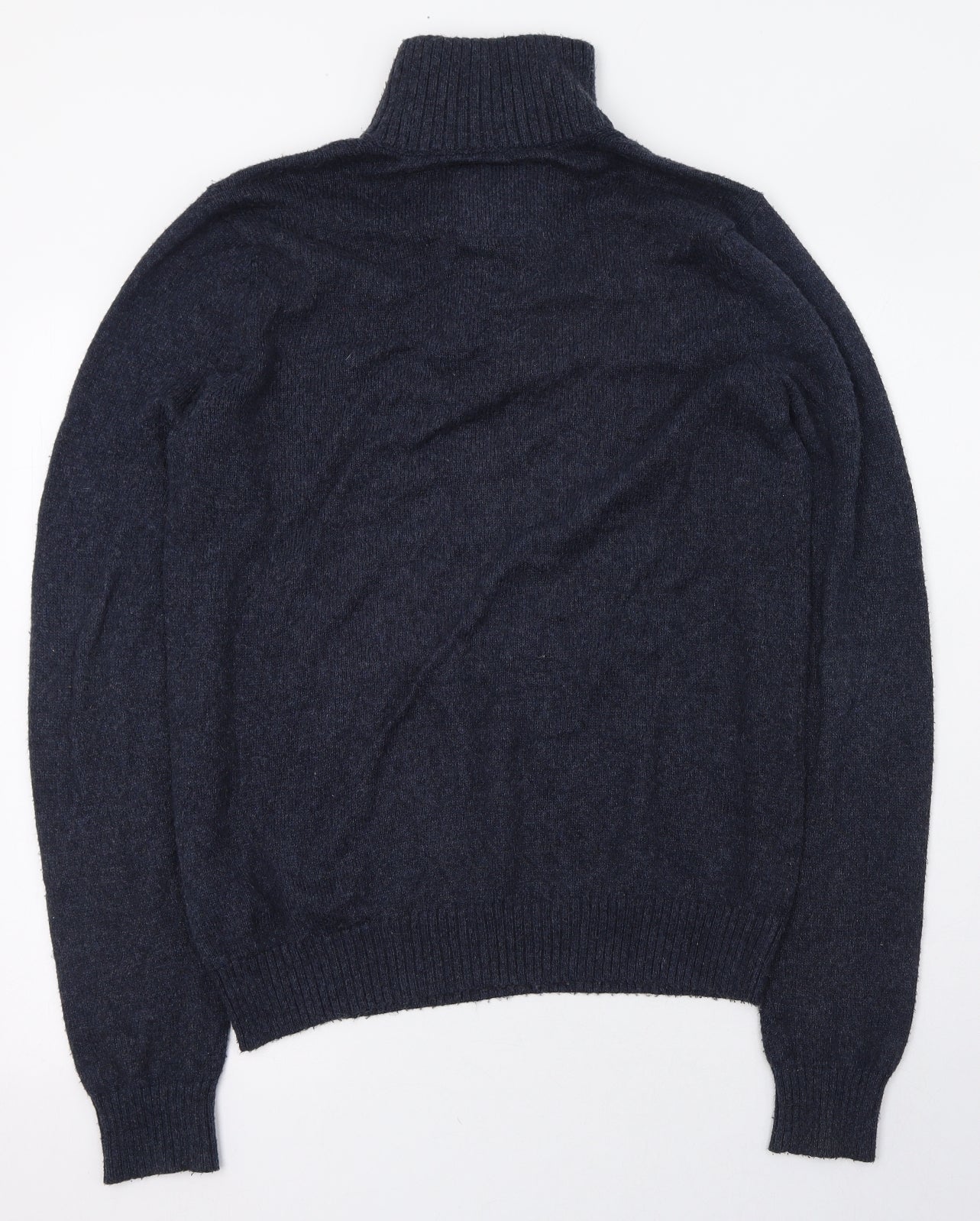 Abercrombie & Fitch Mens Blue High Neck  Cotton Pullover Jumper Size M   - Half Button up
