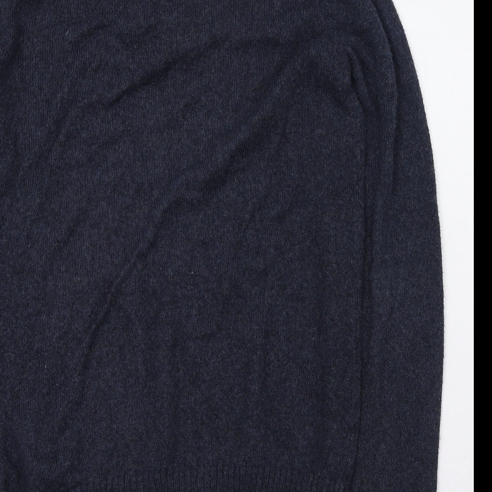 Abercrombie & Fitch Mens Blue High Neck  Cotton Pullover Jumper Size M   - Half Button up