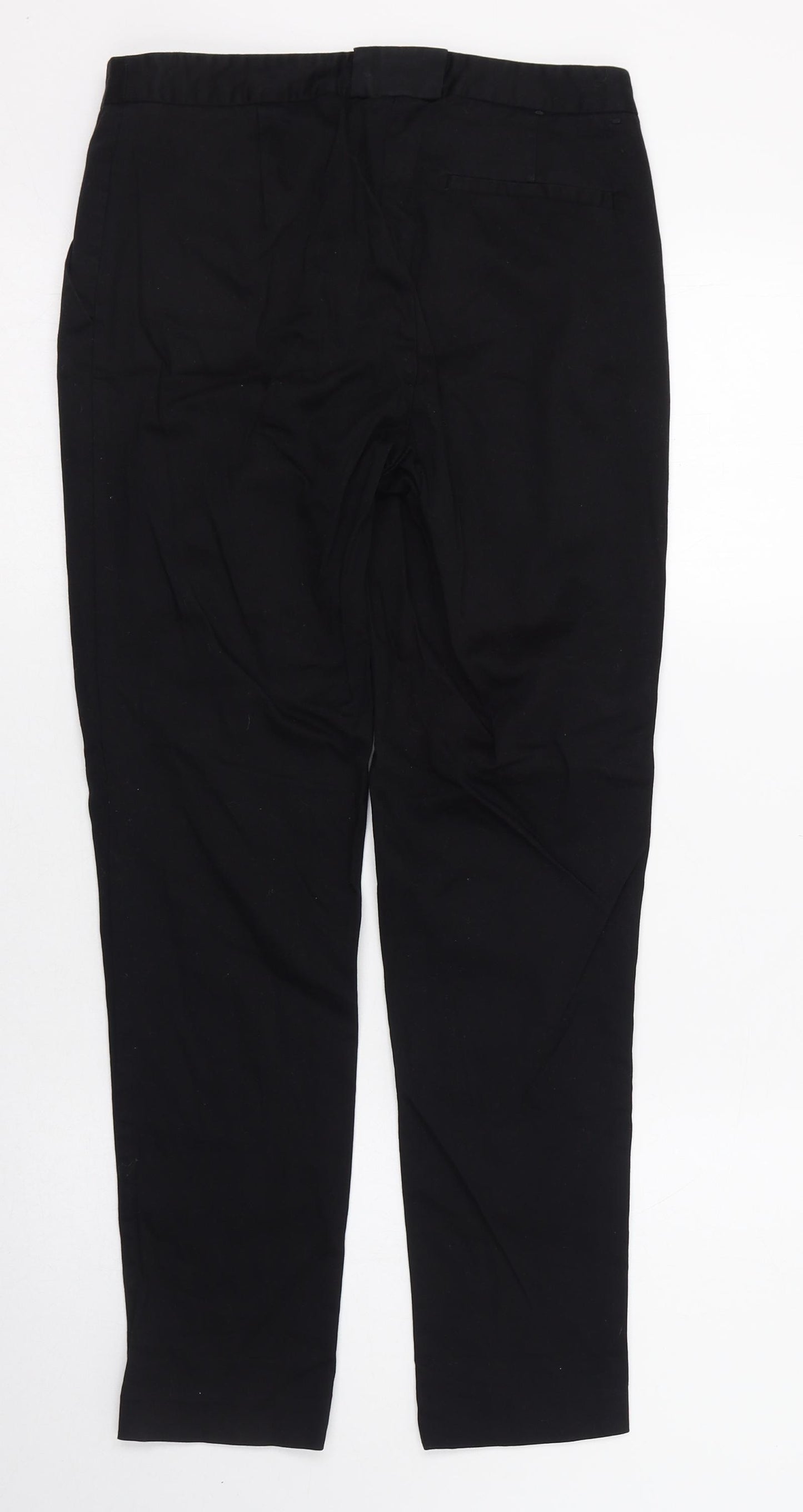 Oasis Womens Black  Cotton Chino Trousers Size 8 L28 in Regular Zip