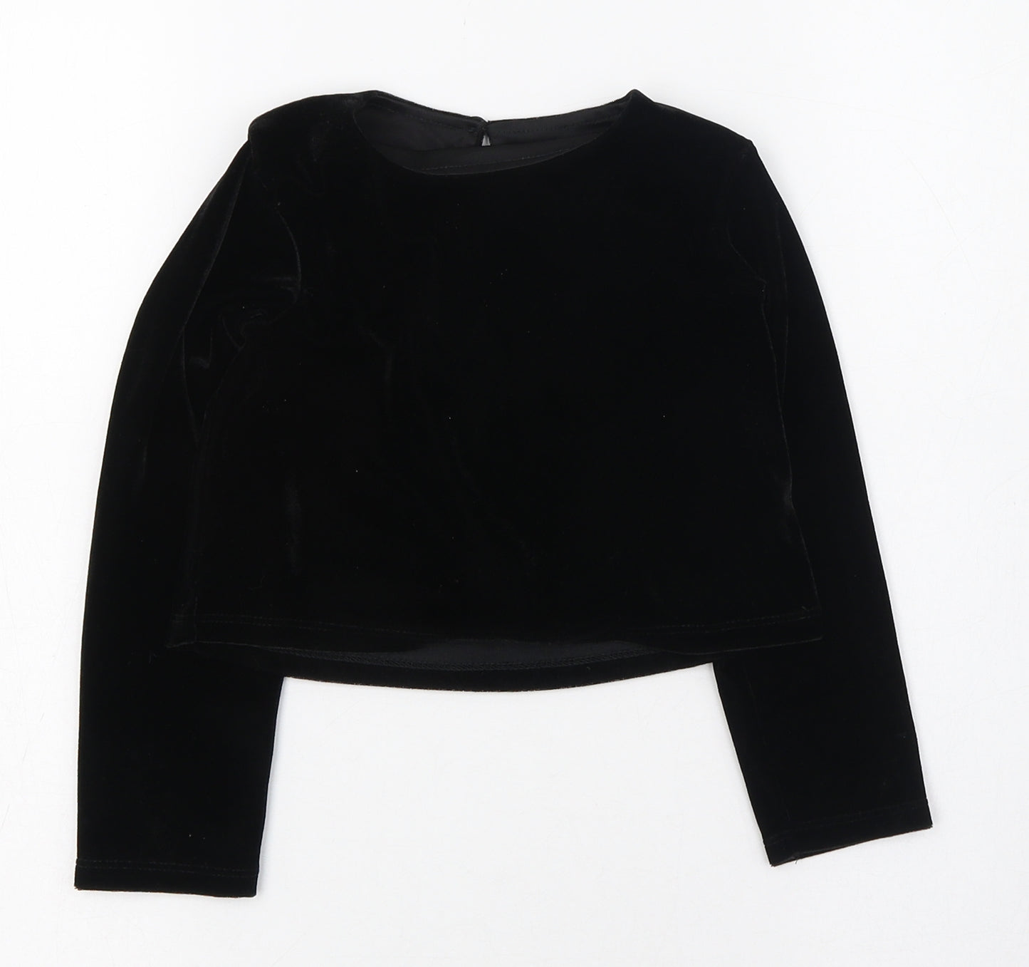 Dunnes Stores Girls Black  Polyester Basic T-Shirt Size 5 Years Round Neck Button