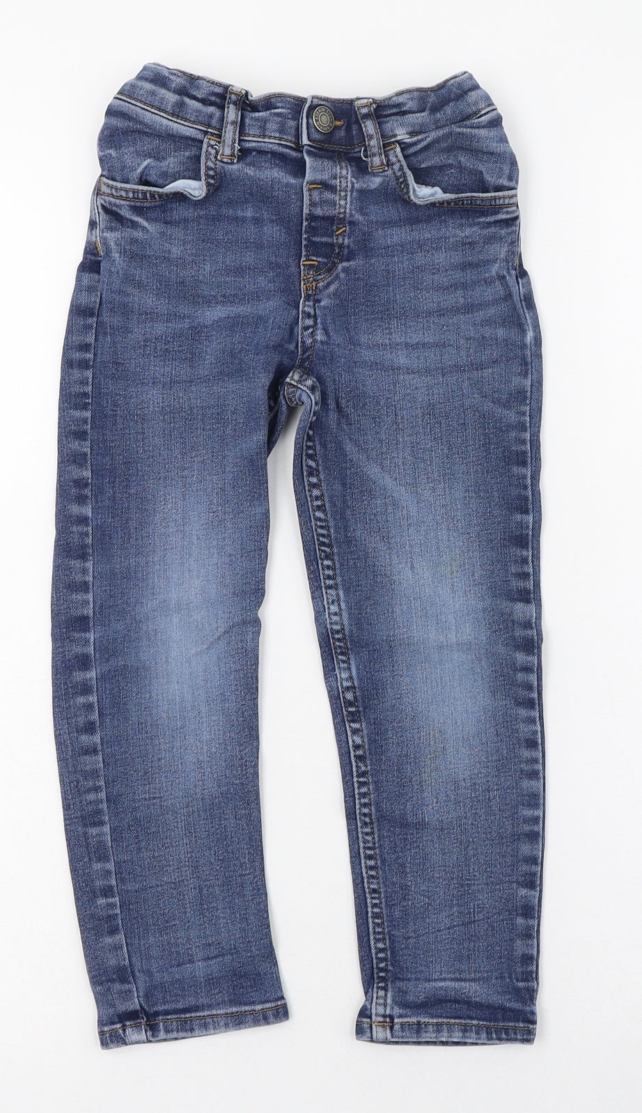 H&M Boys Blue  Cotton Skinny Jeans Size 4-5 Years  Regular Button