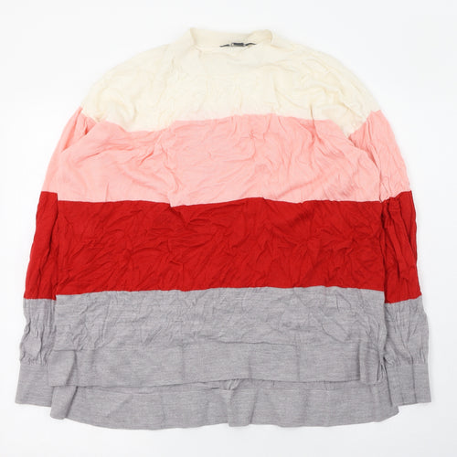 Dorothy Perkins Womens Multicoloured Round Neck Striped Acrylic Pullover Jumper Size 14