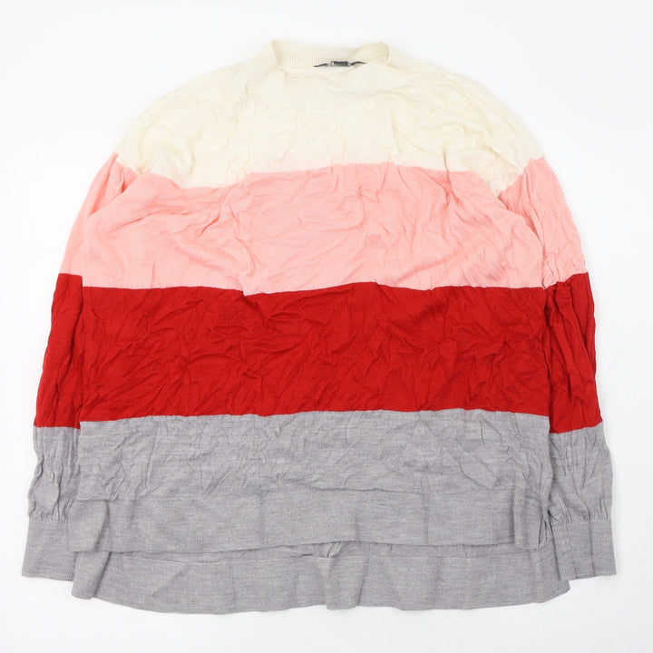 Dorothy Perkins Womens Multicoloured Round Neck Striped Acrylic Pullover Jumper Size 14