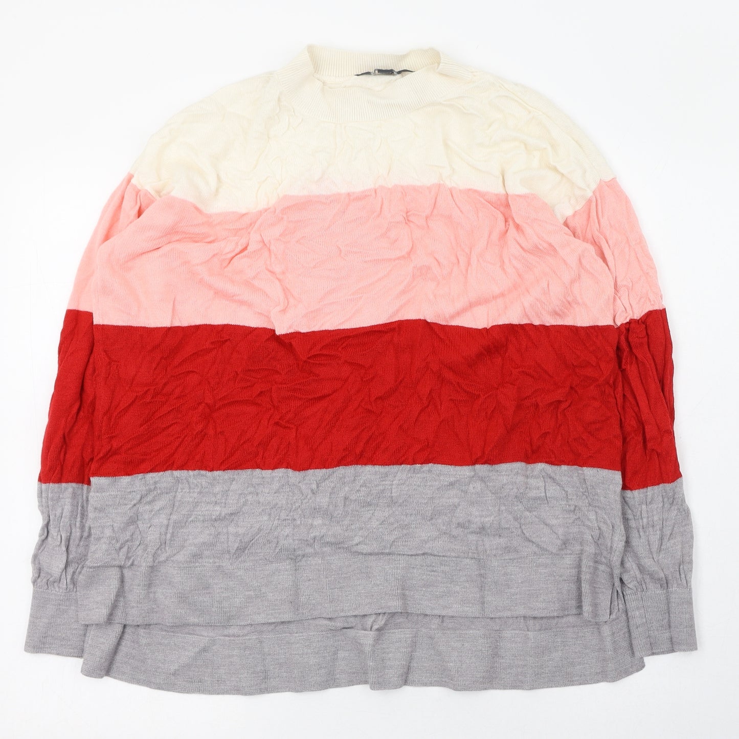 Dorothy Perkins Womens Multicoloured Round Neck Striped Acrylic Pullover Jumper Size 14