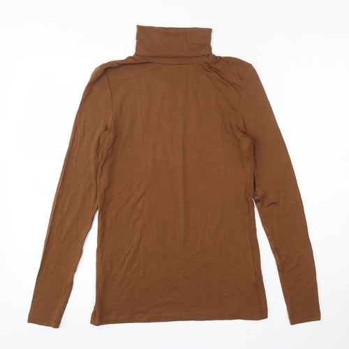 Hallhuber Womens Brown  Viscose Basic T-Shirt Size S Roll Neck