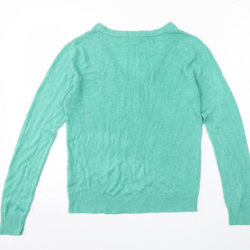 Pep & co  Womens Green V-Neck  Acrylic Pullover Jumper Size 12