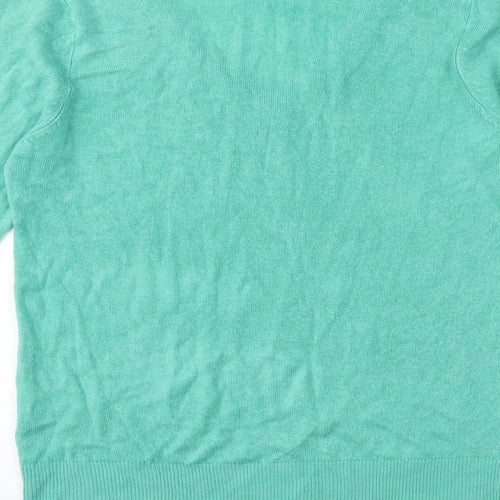 Pep & co  Womens Green V-Neck  Acrylic Pullover Jumper Size 12