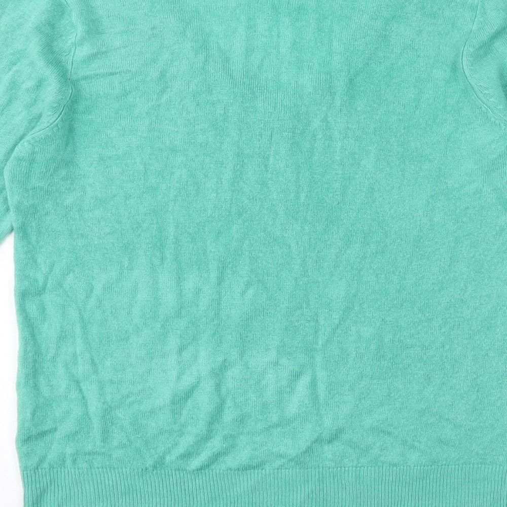 Pep & co  Womens Green V-Neck  Acrylic Pullover Jumper Size 12